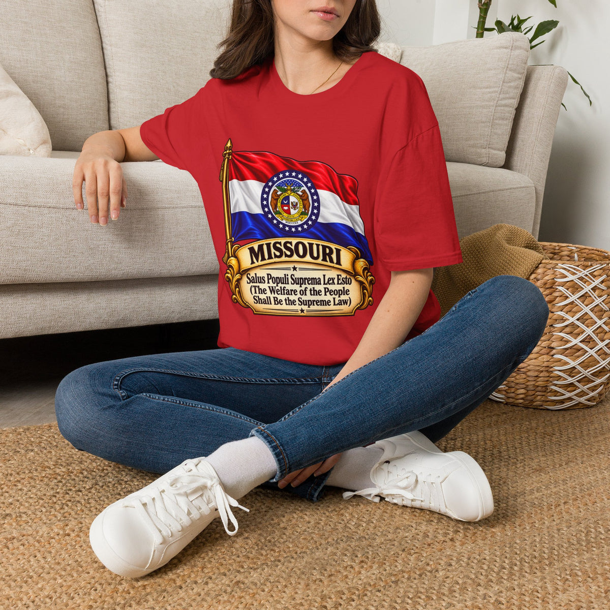 Missouri Flag T‑Shirt — State Seal & Motto Folded Flag Tee