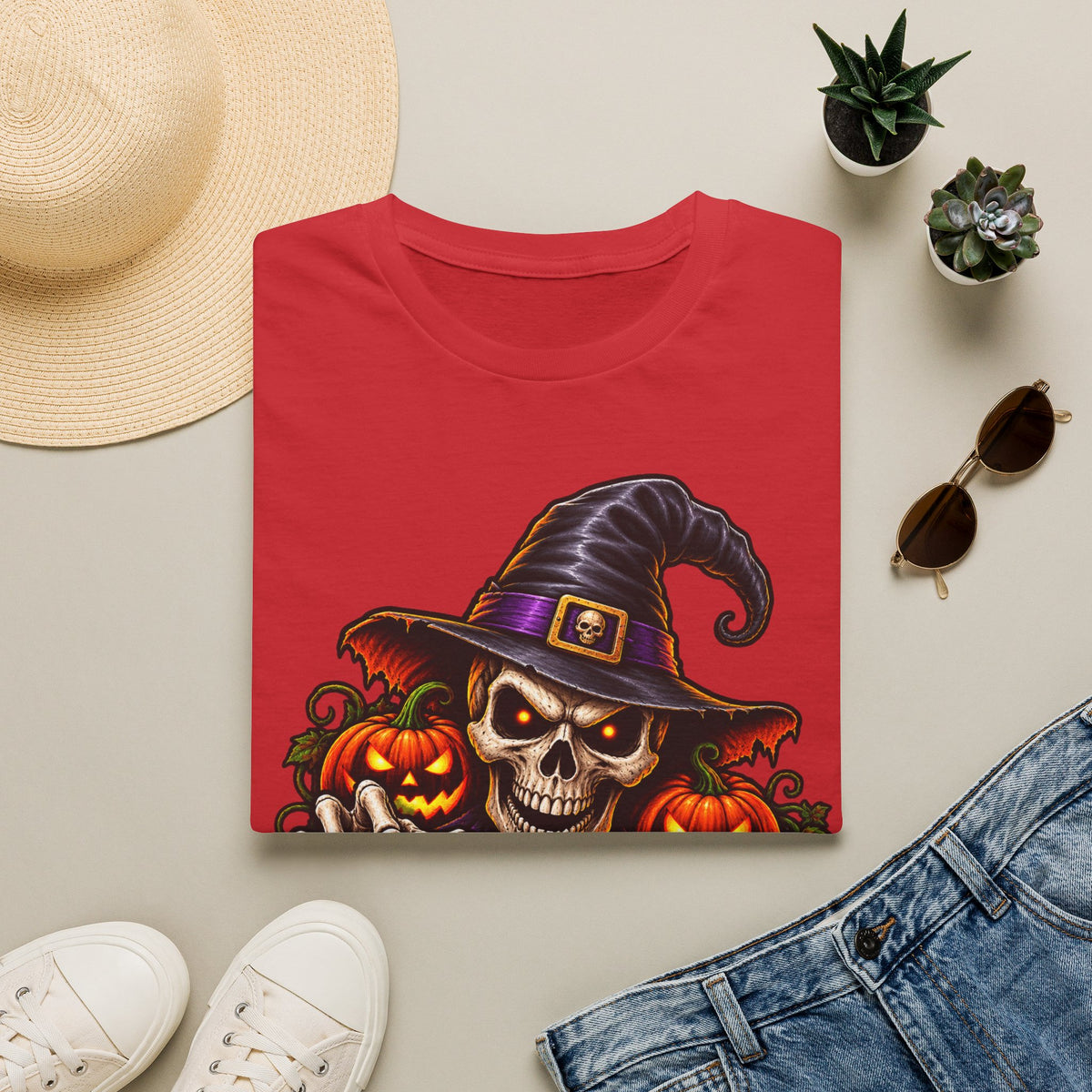 Halloween Skull Witch T-Shirt — Trick or Treat Pumpkin Graphic Tee