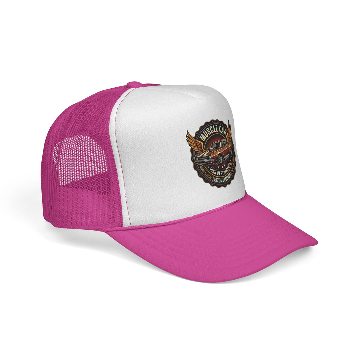 Muscle Car Emblem Trucker Cap | Vintage Hotrod Logo