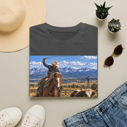 Cowboy Roping Photo T-Shirt — Western Ranch Scenic Tee