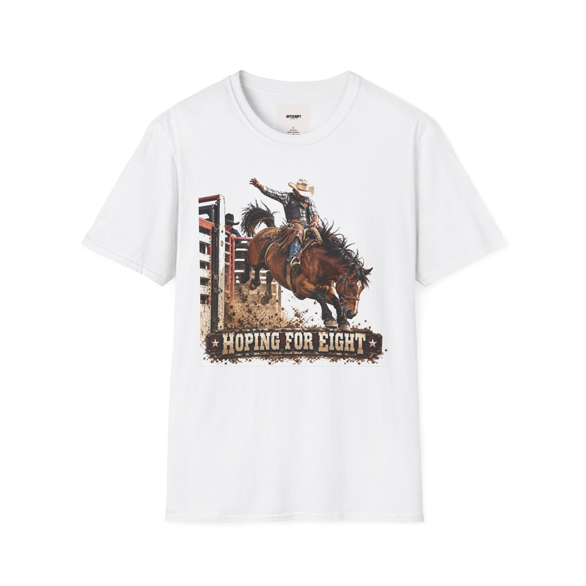 Rodeo Bucking Horse T-Shirt — 'Roping for Eight' Western Cowboy Shirt