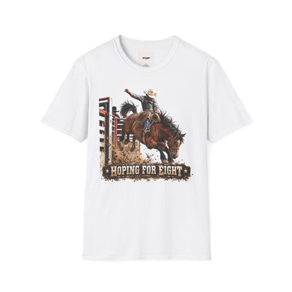 Rodeo Bucking Horse T-Shirt — 'Roping for Eight' Western Cowboy Shirt
