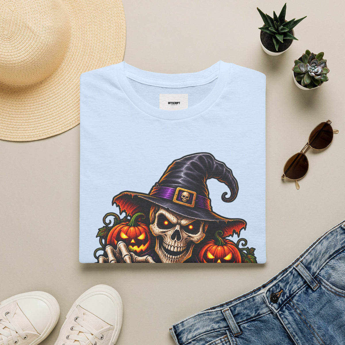 Halloween Skull Witch T-Shirt — "Trick or Treat" Pumpkin Tee