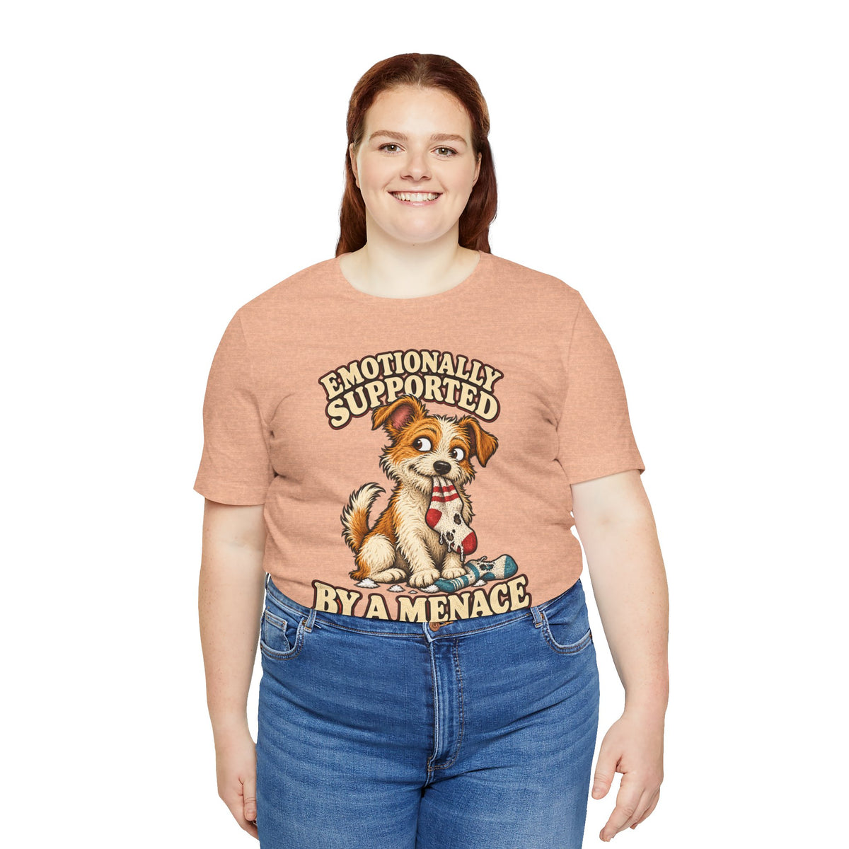 Emotionally Supported by a Menace Tee — Cute Puppy Graphic T‑Shirt