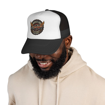 Muscle Car Emblem Trucker Cap | Vintage Hotrod Logo
