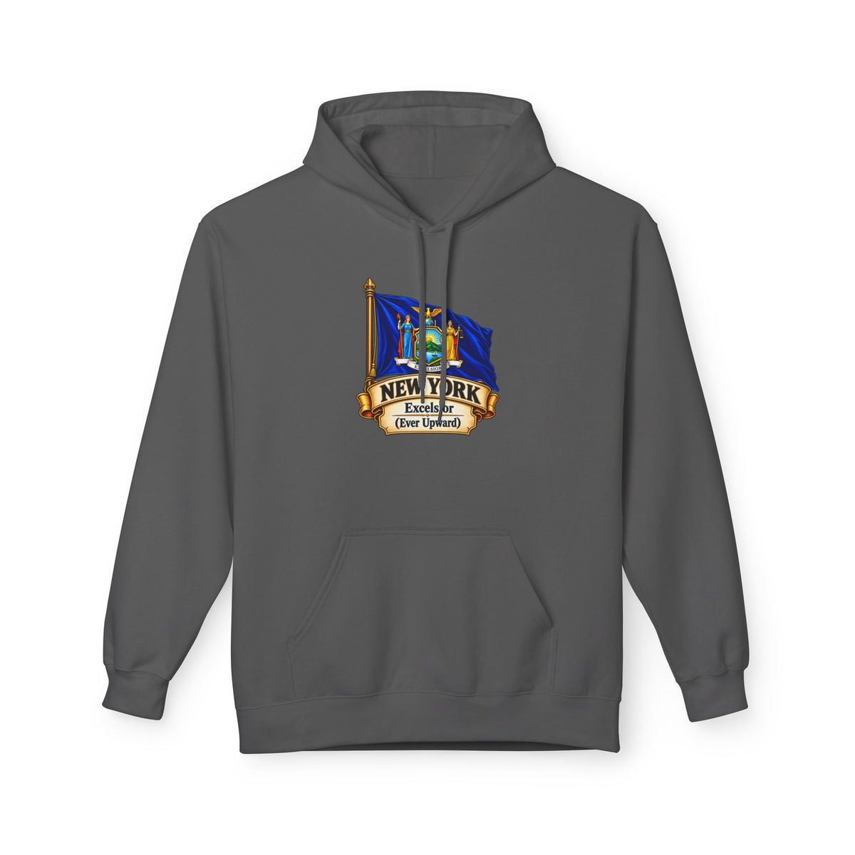 New York State Flag Hoodie – "Excelsior (Ever Upward)" Graphic Pullover