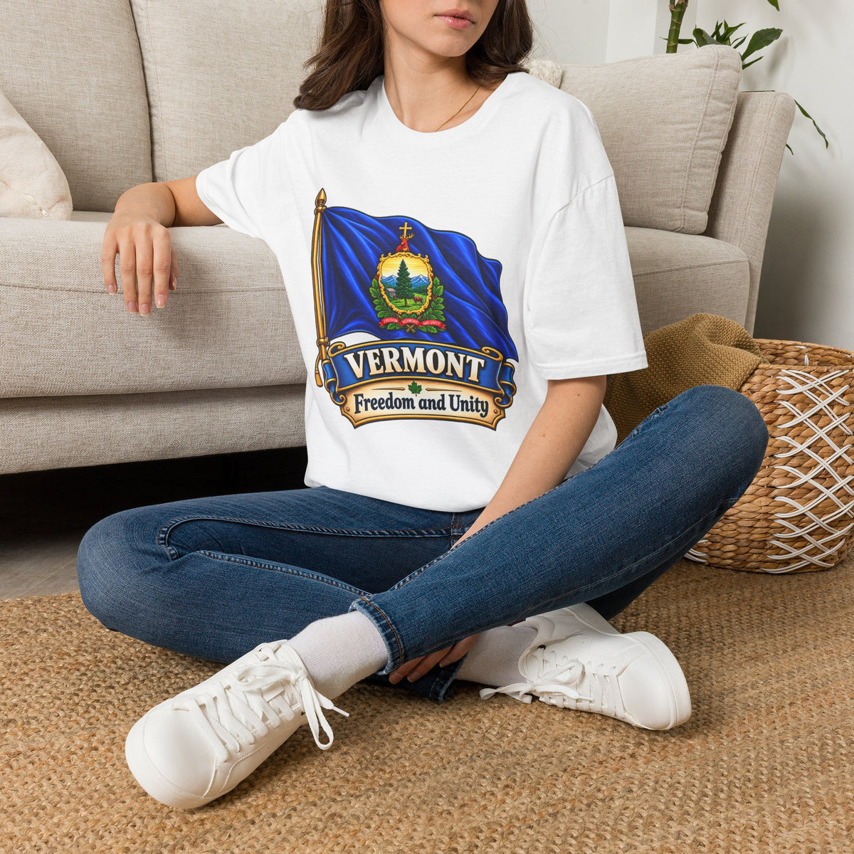 Vermont State Flag T‑Shirt — 'Freedom and Unity' Emblem Tee