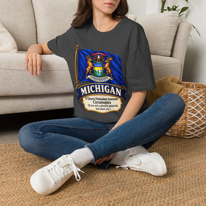 Michigan State Flag T-Shirt — Vintage State Seal Tee (TUEBOR)