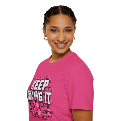 Keep Killing It pink ribbon T-Shirt | Breast Cancer Awareness, Motivational Graphic