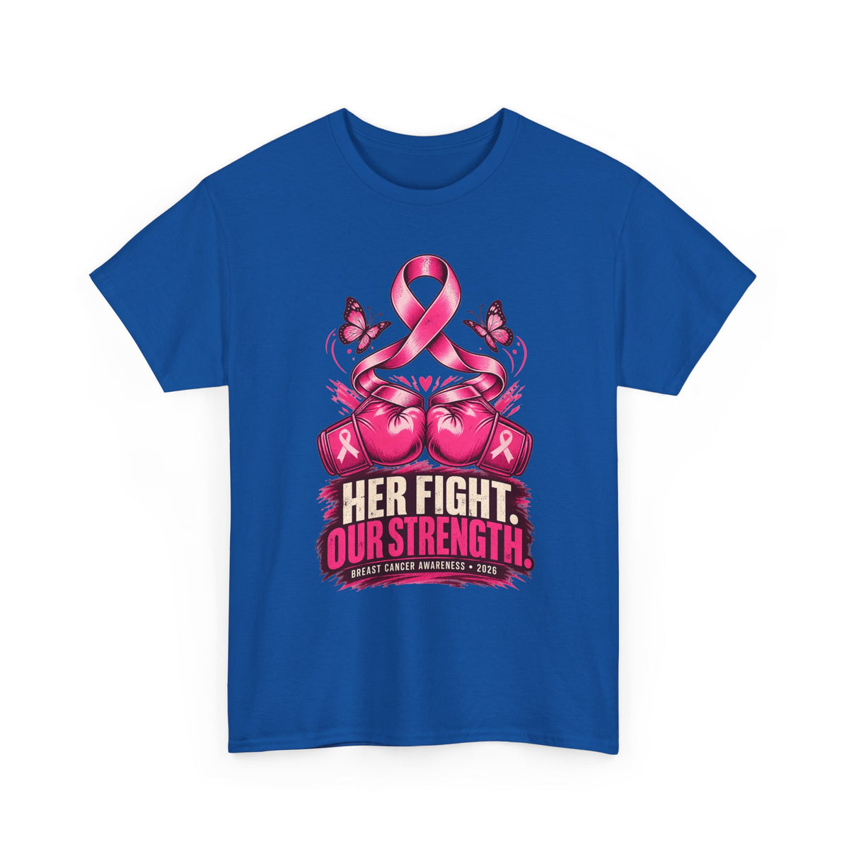 T-Shirt — Her Fight Our Strength Pink Ribbon Breast Cancer Awareness Tee