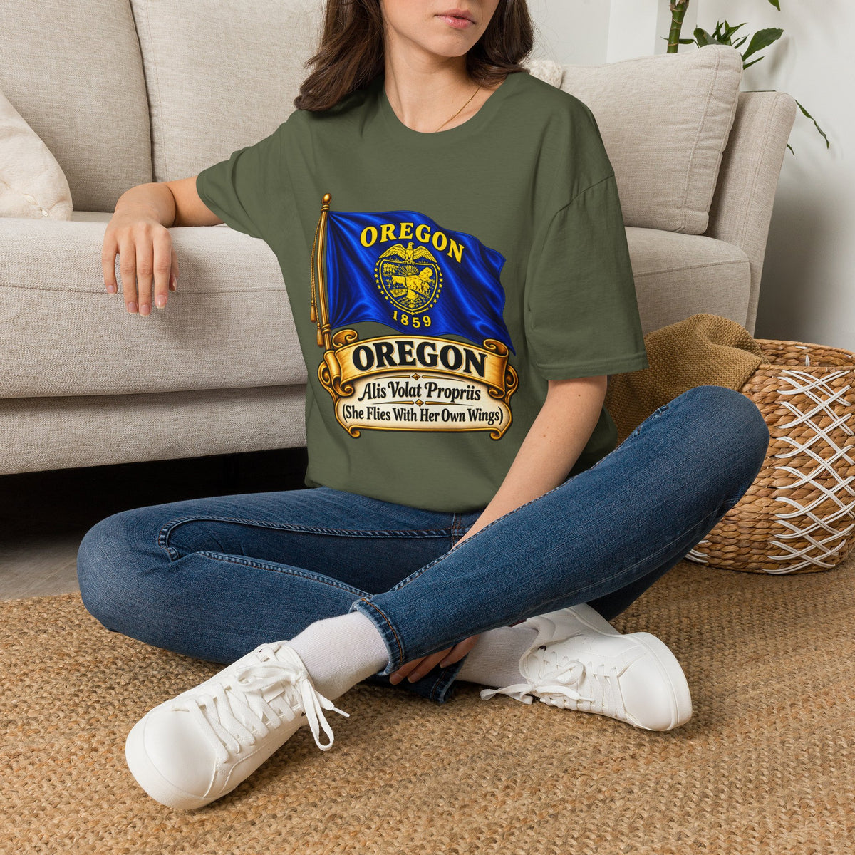 Oregon State Flag T-Shirt — 'Allis Volat Propria' Vintage Banner Tee