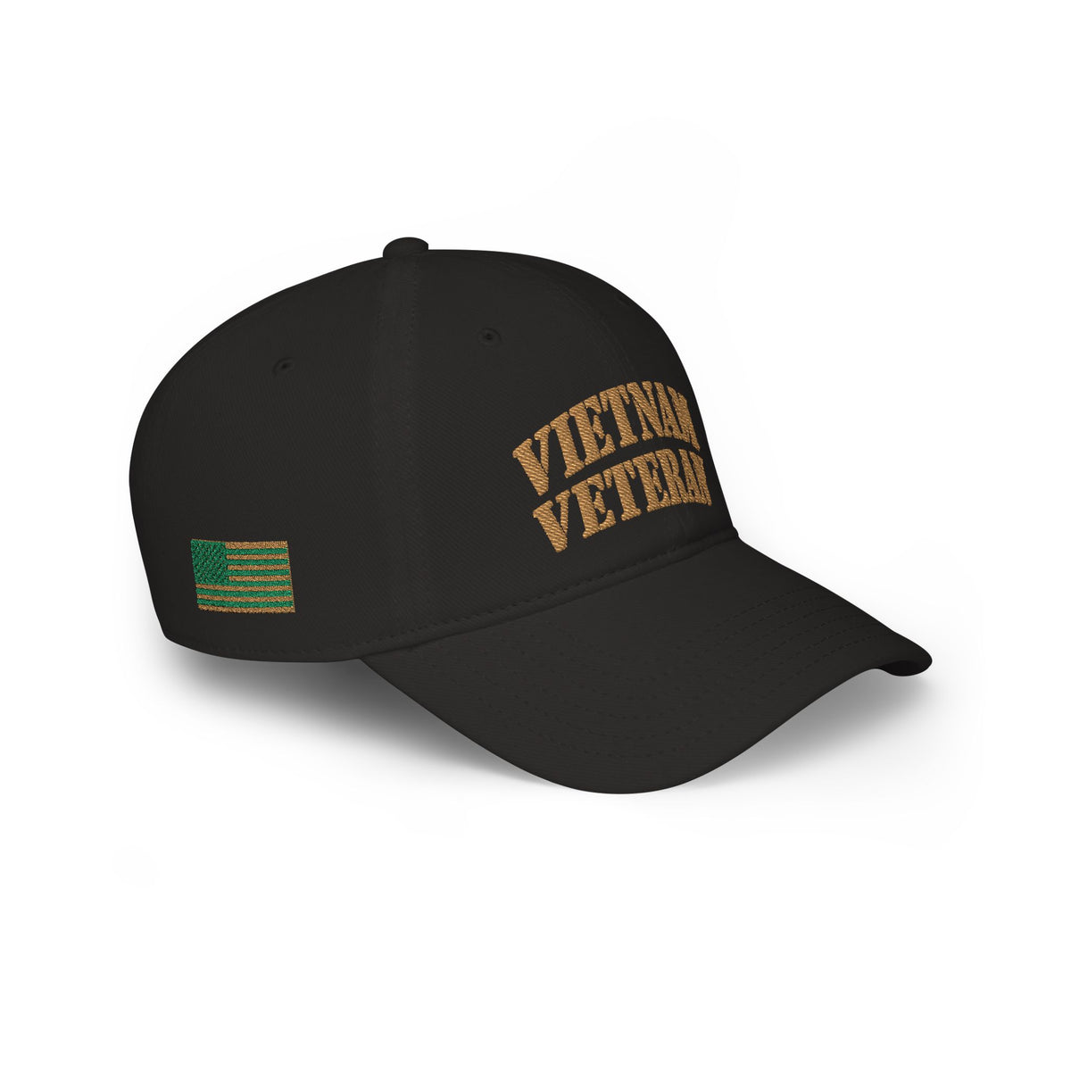 Vietnam Veteran Baseball Cap — Embroidered Gold Text Low Profile Hat for Veterans & Memorial Events