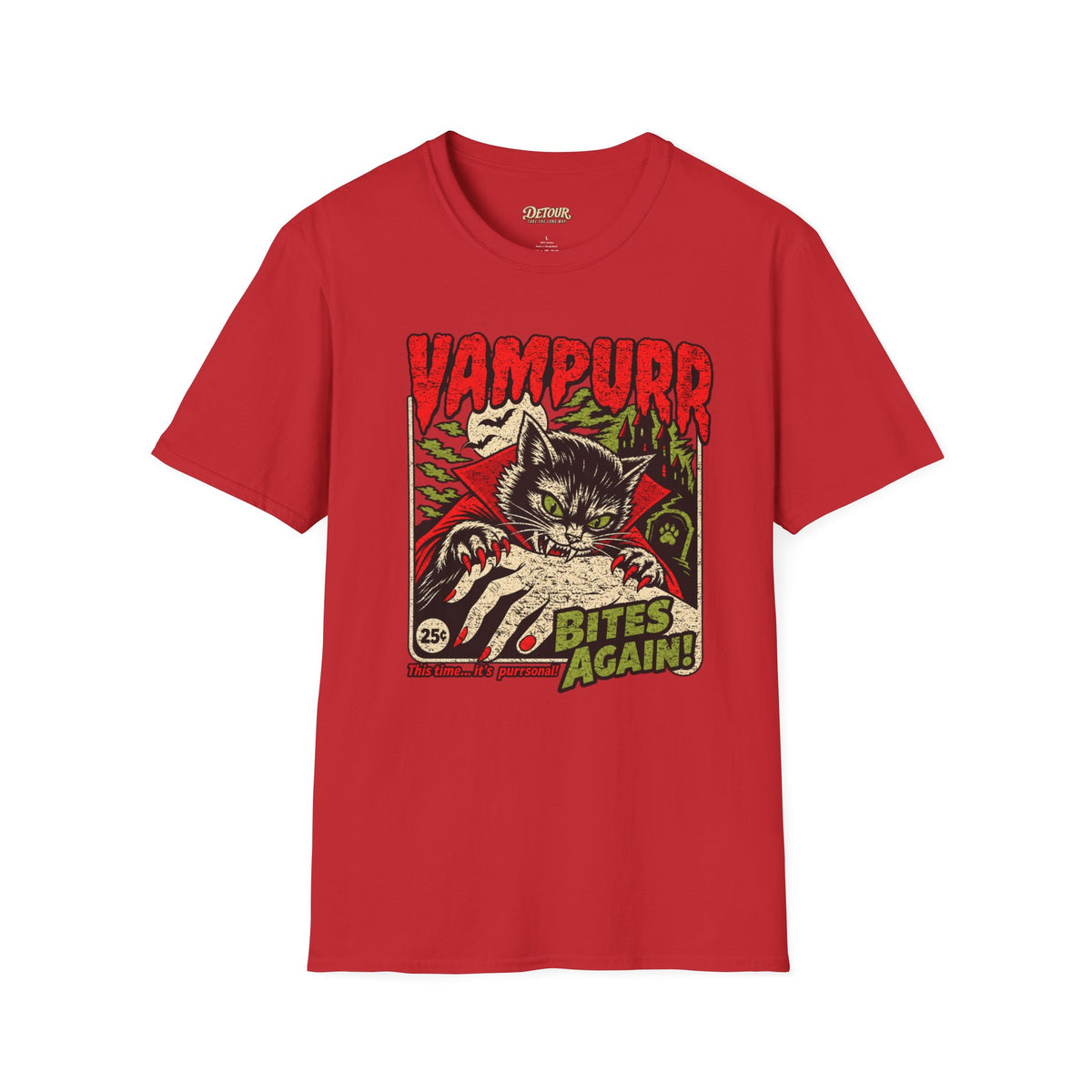 Vampurr Bites Again Cat Horror Graphic T-Shirt