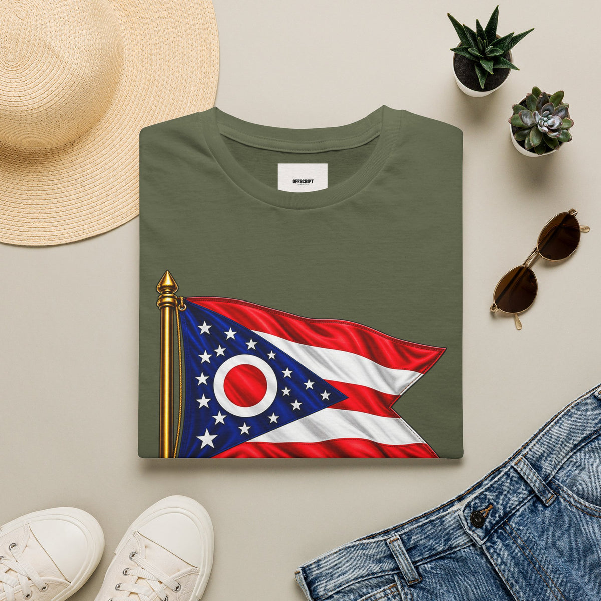 Ohio Flag T-Shirt — "With God All Things Are Possible" Patriotic Tee