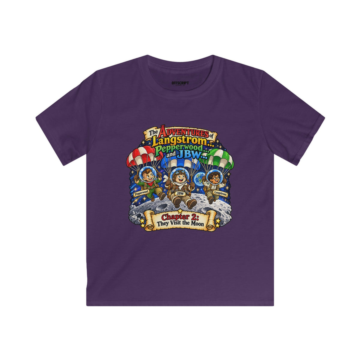 Kids Tee — The Adventures of Langstrom, Pepperwood & JBW: Chapter 2 "This Was The Moon"