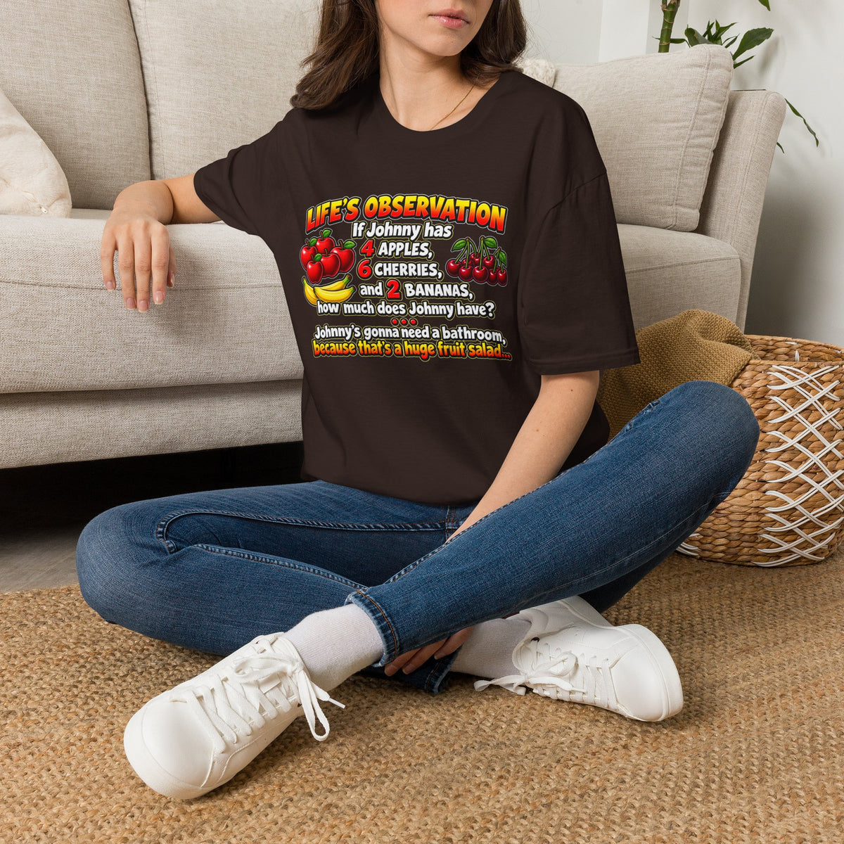 Life’s Observation Fruit Puzzle T-Shirt — Funny Johnny Math Joke Tee