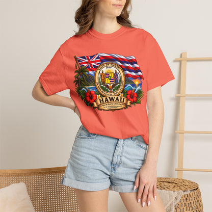 Hawaii State Seal Tee — Vintage Hawaiian Flag & Hibiscus T-Shirt