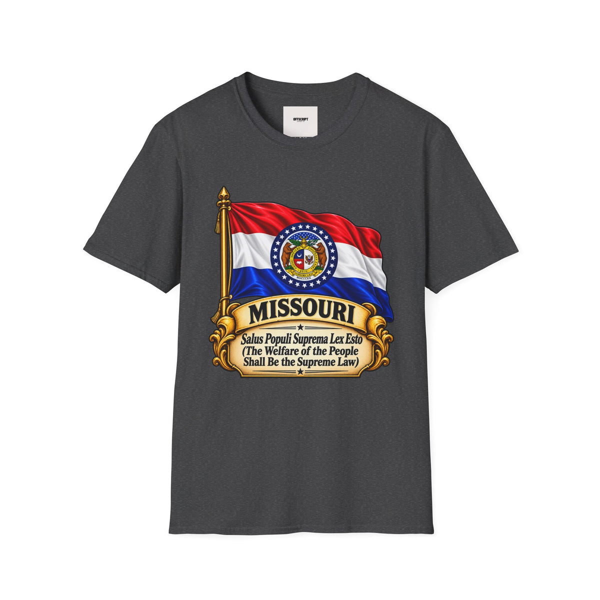 Missouri Flag T‑Shirt — State Seal & Motto Folded Flag Tee