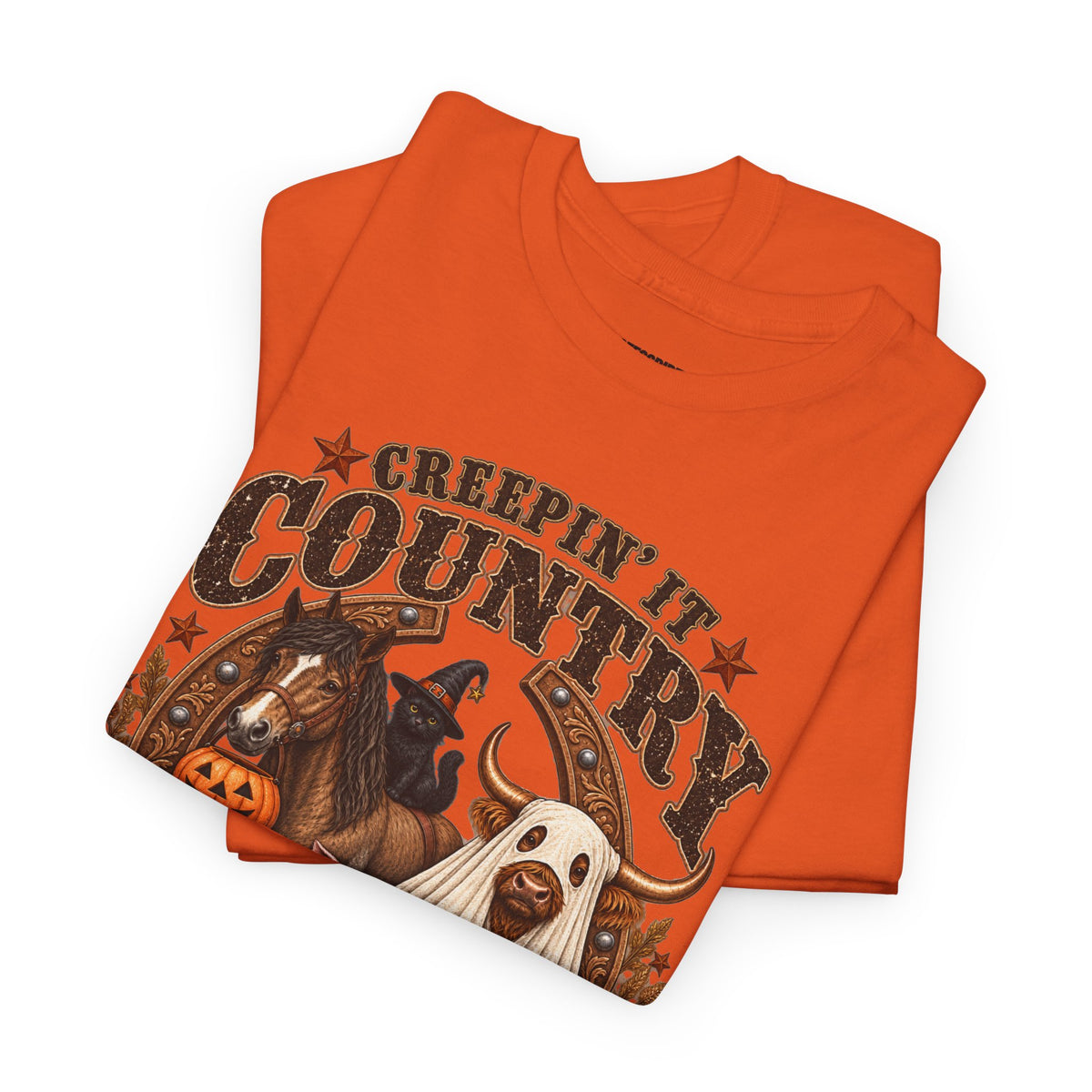 Country Halloween Tee — "Keepin' It Country Boo Y'all" Farm Animal Pumpkin T-Shirt