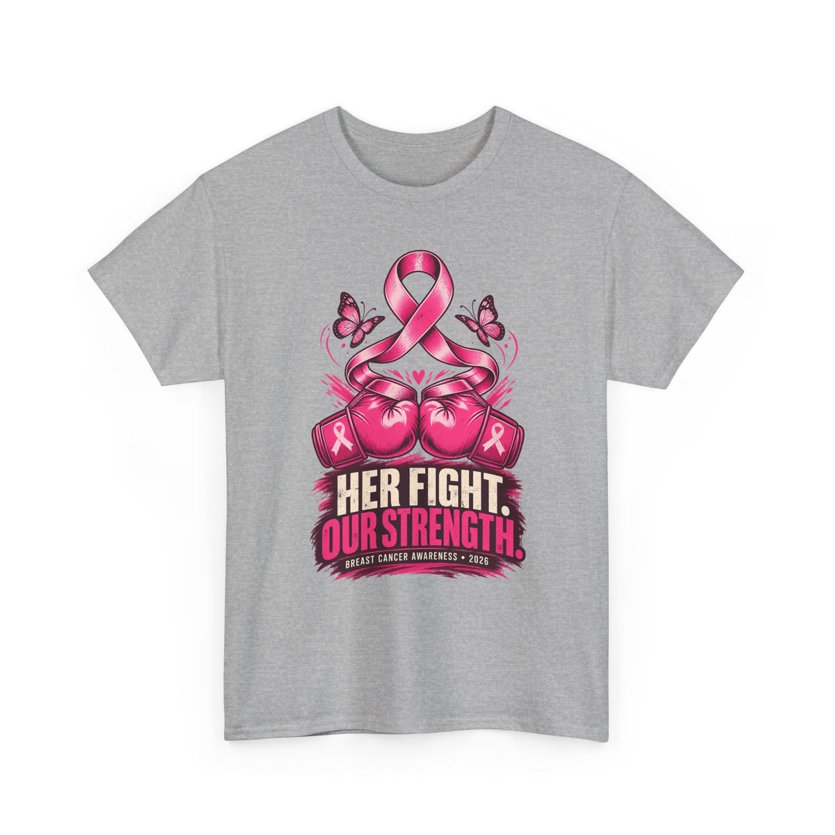 T-Shirt — Her Fight Our Strength Pink Ribbon Breast Cancer Awareness Tee