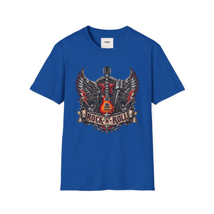 Rock 'n' Roll Guitar Tee — Vintage Winged Guitar & Microphone Design