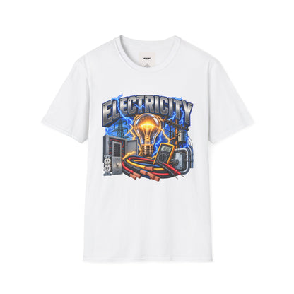 Electricity Graphic T-Shirt — Vintage Lightbulb Power Design