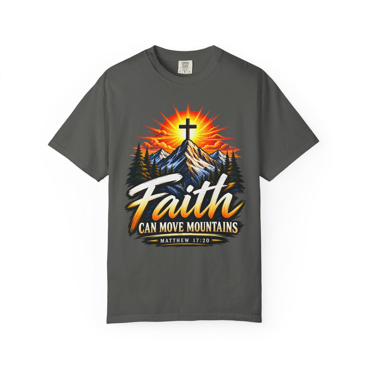 Faith Can Move Mountains T-Shirt | Christian Cross Mountain Graphic