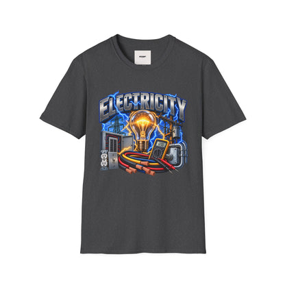 Electricity Graphic T-Shirt — Vintage Lightbulb Power Design