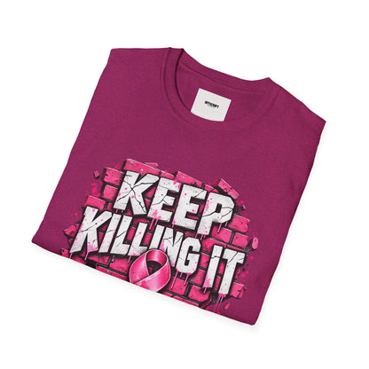 Keep Killing It pink ribbon T-Shirt | Breast Cancer Awareness, Motivational Graphic