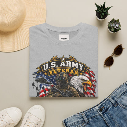U.S. Army Veteran T-Shirt — Special Forces Eagle American Flag Design