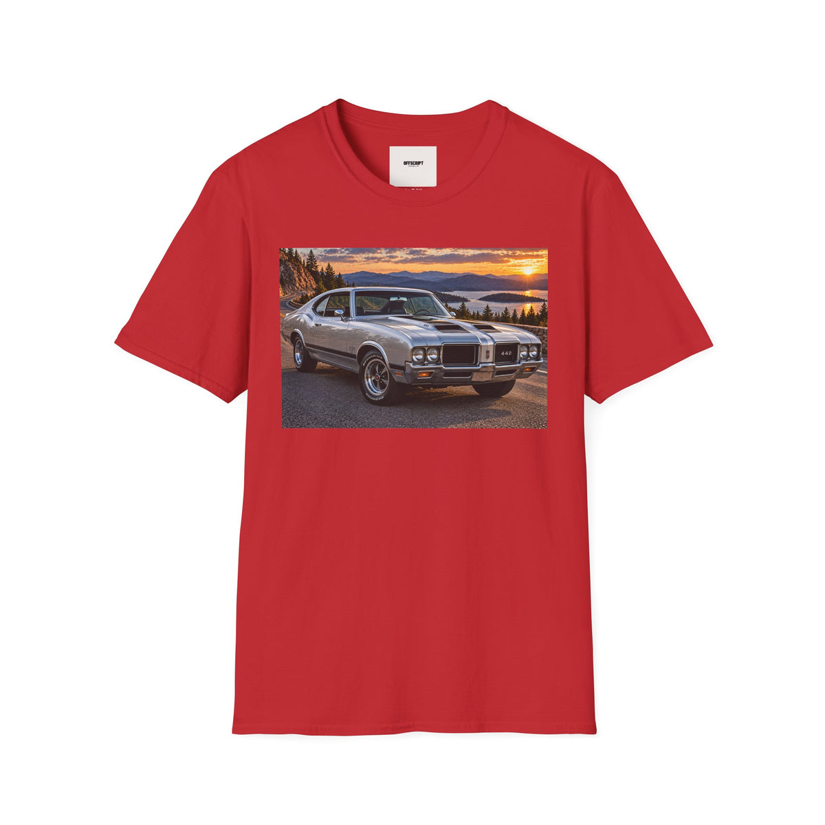 Classic Muscle Car Sunset T-Shirt — Vintage Oldsmobile Photo Tee