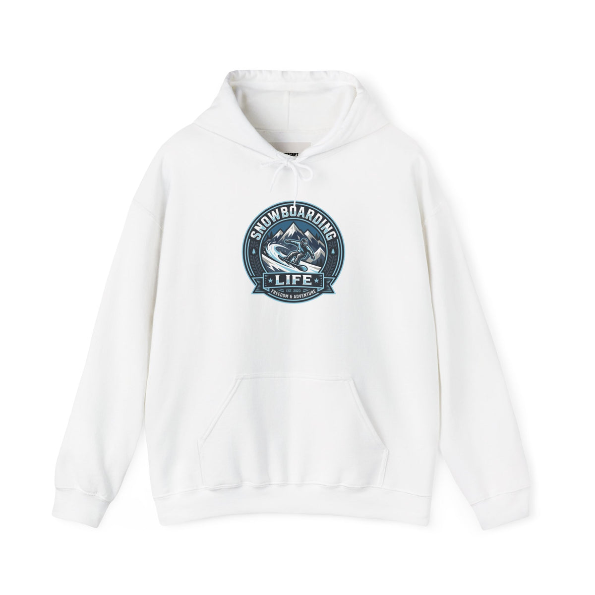 Snowboarding Hoodie – "Snowboarding Life" Graphic Pullover with Backboarder Illustration