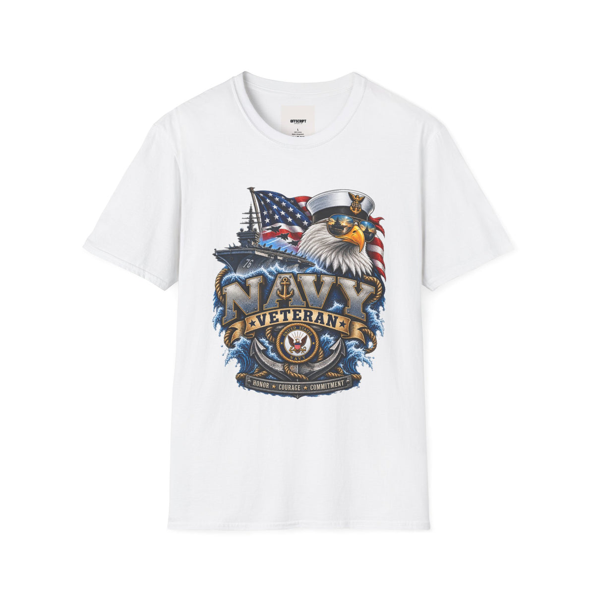 Navy Veteran Eagle T‑Shirt — Patriotic US Navy Flag Design