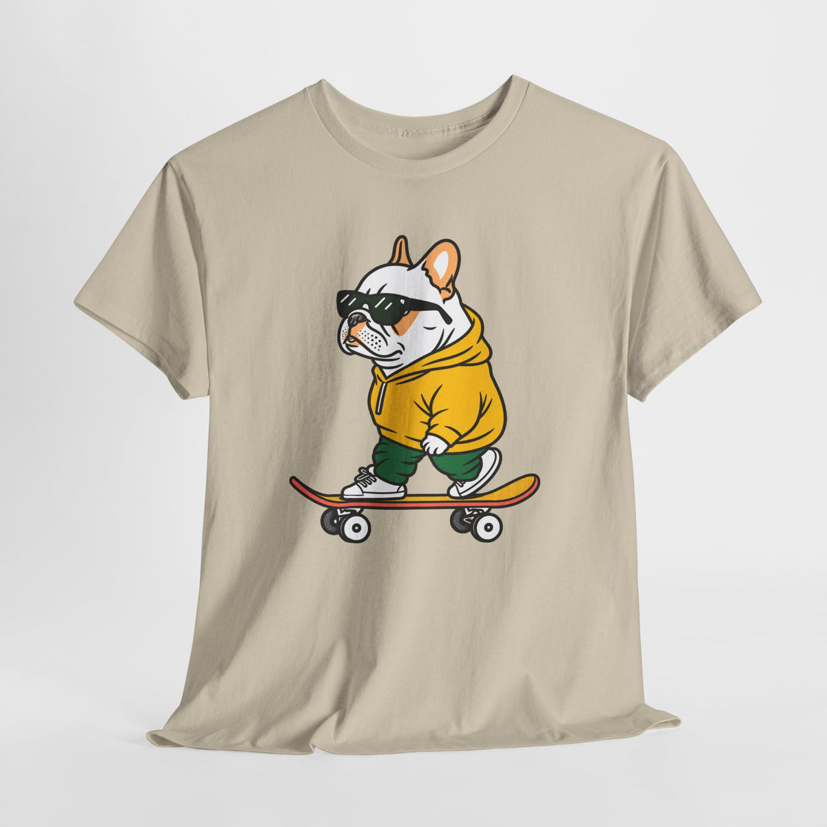 Skateboarding French Bulldog T‑Shirt – Cute Bulldog on Skateboard Graphic Tee