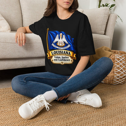 Louisiana State Flag T-Shirt — Pelican Emblem "Union, Justice & Confidence" Tee