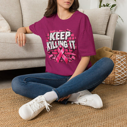 Keep Killing It pink ribbon T-Shirt | Breast Cancer Awareness, Motivational Graphic