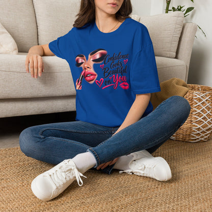 T-Shirt — "Confidence Looks Beautiful on You" Glam Makeup Graphic
