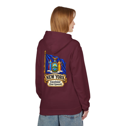 New York State Flag Hoodie – "Excelsior (Ever Upward)" Graphic Pullover