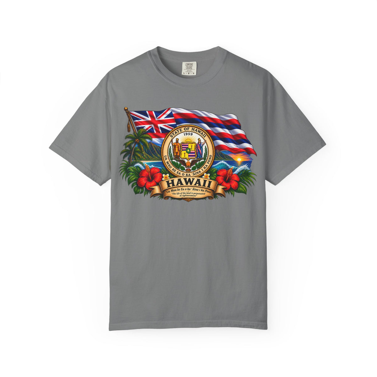 Hawaii State Seal Tee — Vintage Hawaiian Flag & Hibiscus T-Shirt