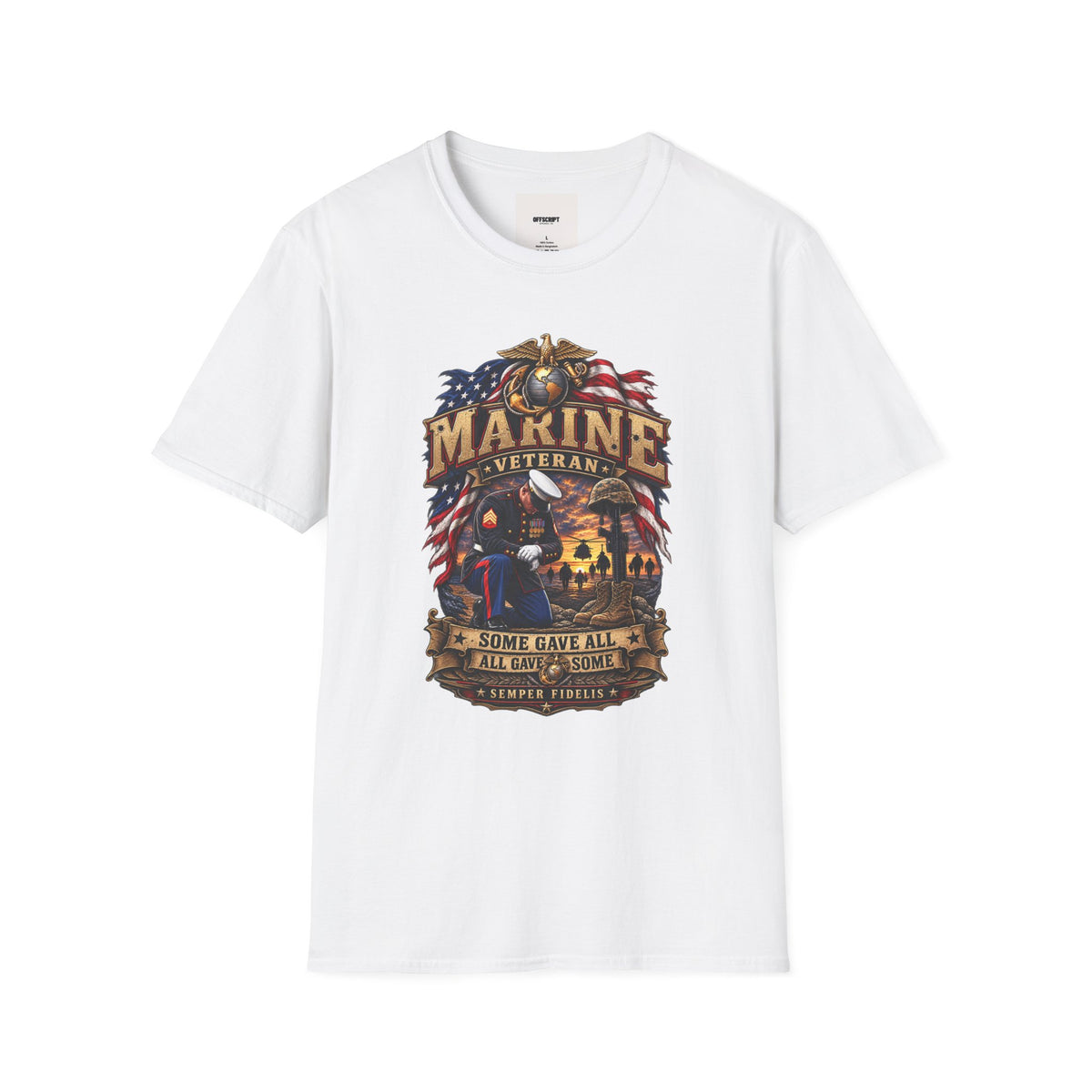 Marine Veteran T-Shirt — US Flag Eagle Emblem Military Tribute