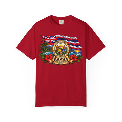 Hawaii State Seal Tee — Vintage Hawaiian Flag & Hibiscus T-Shirt