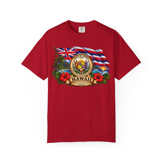 Hawaii State Seal Tee — Vintage Hawaiian Flag & Hibiscus T-Shirt