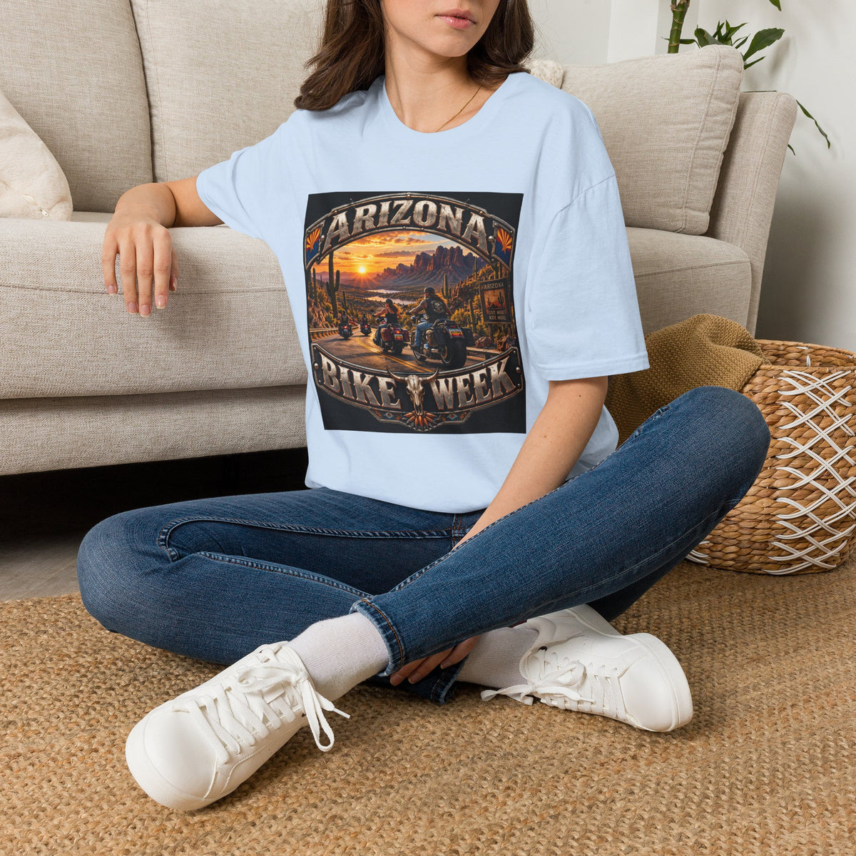 Arizona Bike Week Sunset T-Shirt — Vintage Motorcycle Desert Road Tee