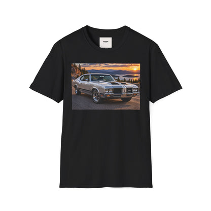 Classic Muscle Car Sunset T-Shirt — Vintage Oldsmobile Photo Tee
