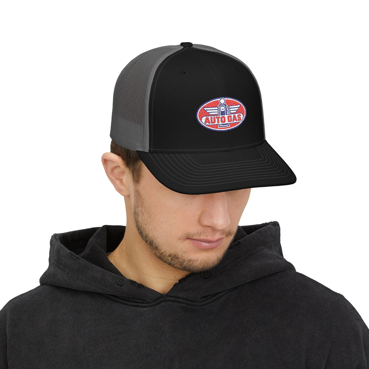 Auto Gas Vintage Trucker Cap — Retro Petrol Logo Snapback