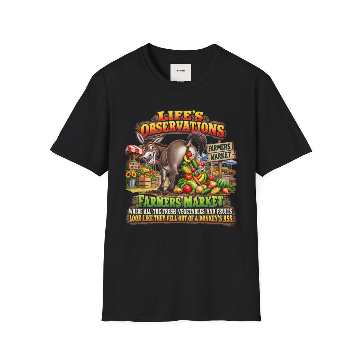 Life's Observations Farmers Market T-Shirt — Funny Donkey Produce Graphic Tee
