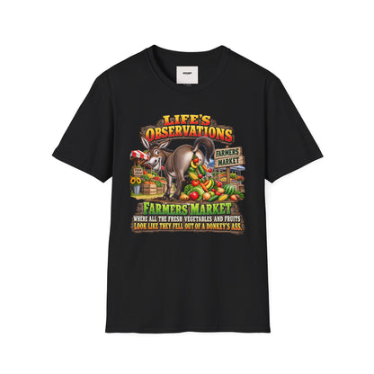 Life's Observations Farmers Market T-Shirt — Funny Donkey Produce Graphic Tee