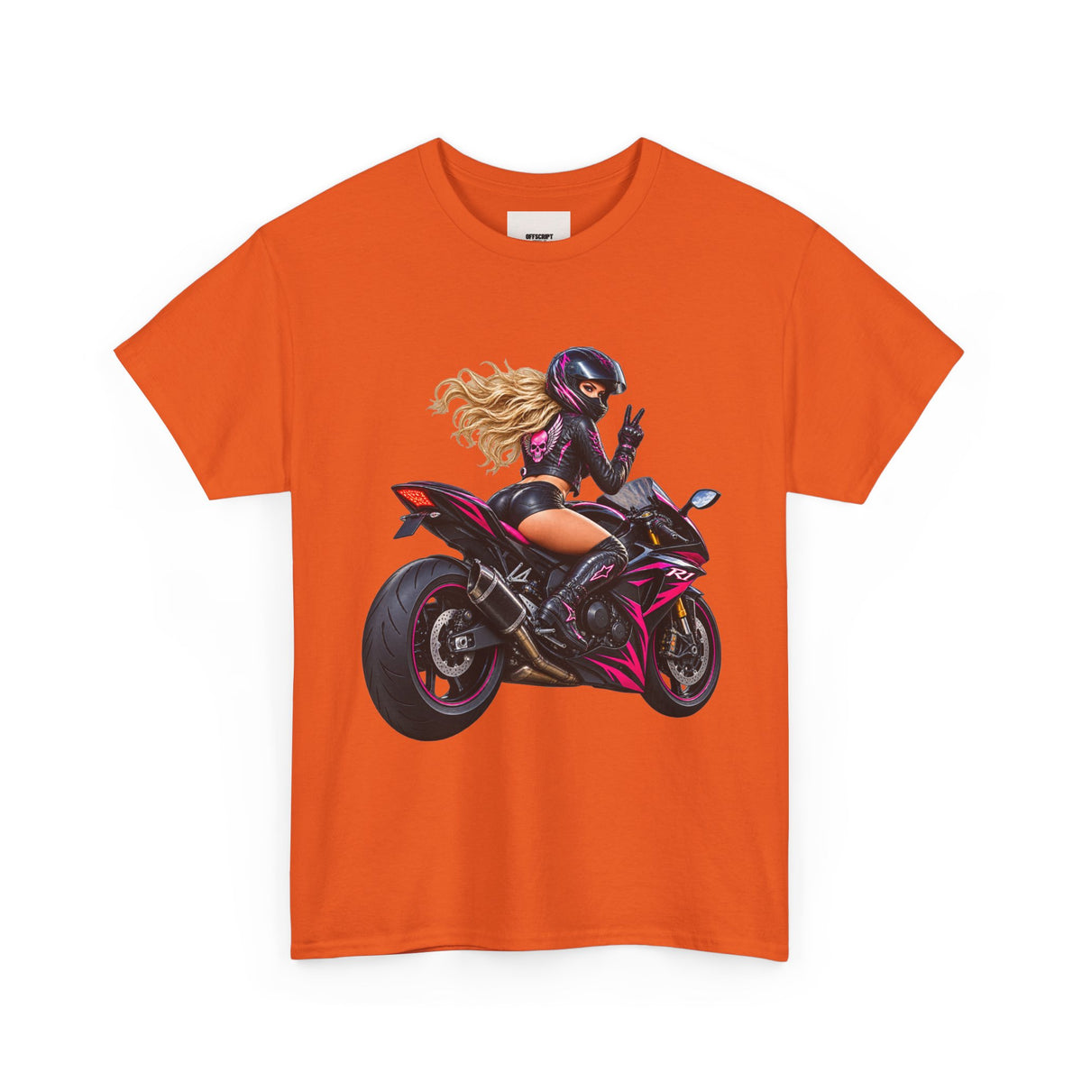Motorcycle Girl Tee — Feminine Sportbike Rider Graphic Shirt