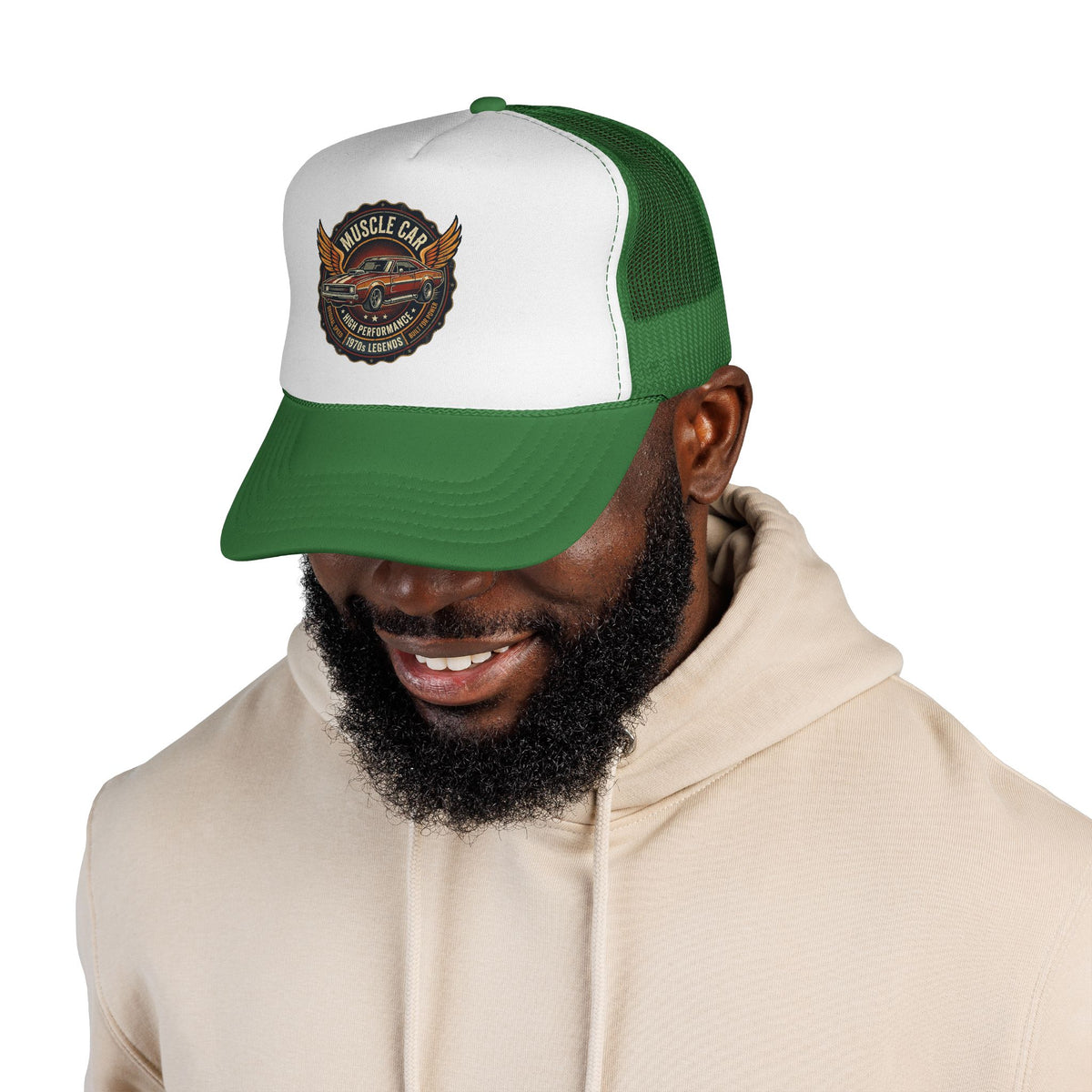 Muscle Car Emblem Trucker Cap | Vintage Hotrod Logo