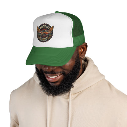 Muscle Car Emblem Trucker Cap | Vintage Hotrod Logo